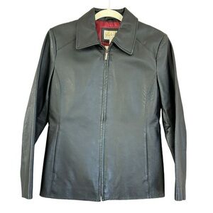 Worthington Leather Jacket Women’s PS Dark Brown Classic Feminine Zip Up Coat